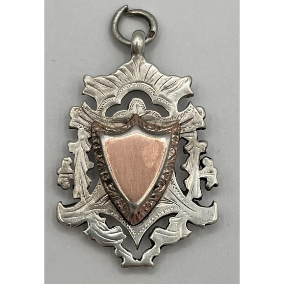 Antique Sterling Silver and Gold Watch Fob by William Hair Haseler Birmingham - Picture 1 of 5